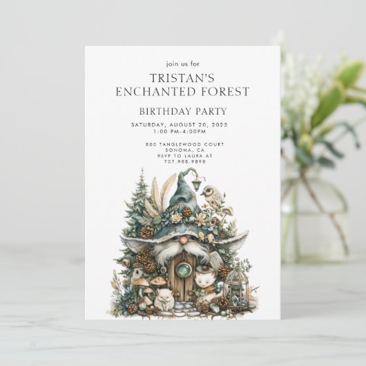 Verjaardagsfeest van het Enchanted Forest Kind Kaart (Staand voorkant)
