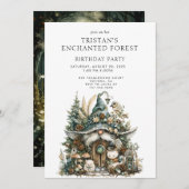 Verjaardagsfeest van het Enchanted Forest Kind Kaart (Voorkant / Achterkant)