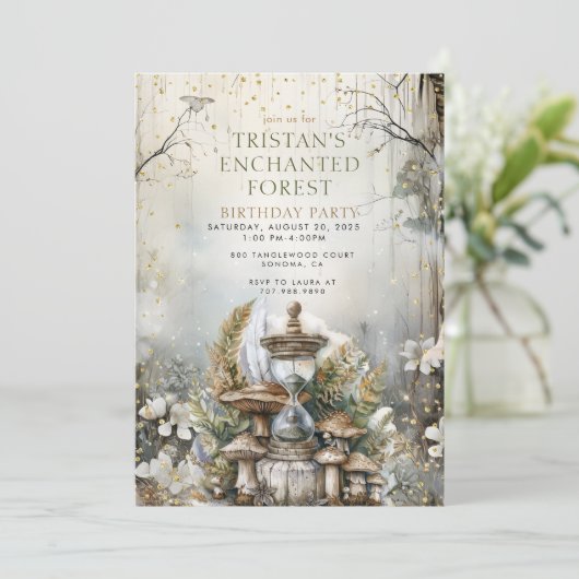 Verjaardagsfeest van het Enchanted Forest Kind Kaart (Staand voorkant)