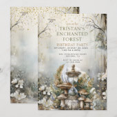 Verjaardagsfeest van het Enchanted Forest Kind Kaart (Voorkant / Achterkant)