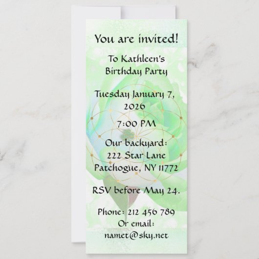 Verjaardagsfeest van het Iers Roos! Uitnodiging (Voorkant)