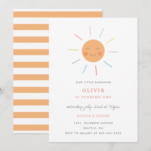 verjaardagsfeest van het Kind Rainbow Rays Kaart (Voorkant / Achterkant)