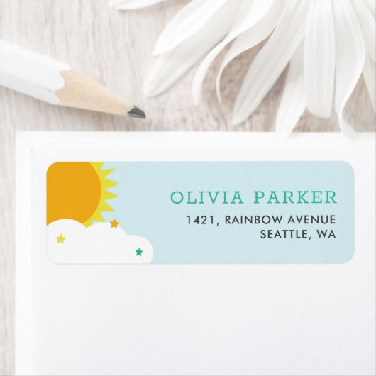 verjaardagsfeest van het Kind Rainbow, Sun en Clou Etiket (Insitu)