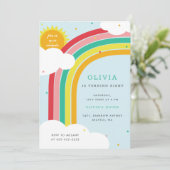 verjaardagsfeest van het Kind Rainbow, Sun en Clou Kaart (Staand voorkant)