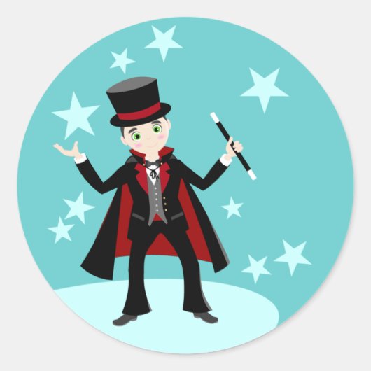 verjaardagsfeest van het kind van Magicië Ronde Sticker (Voorkant)