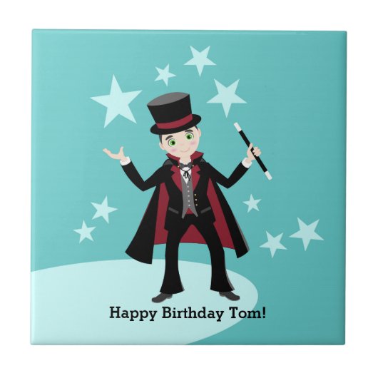 verjaardagsfeest van het kind van Magicië Tegeltje (Voorkant)