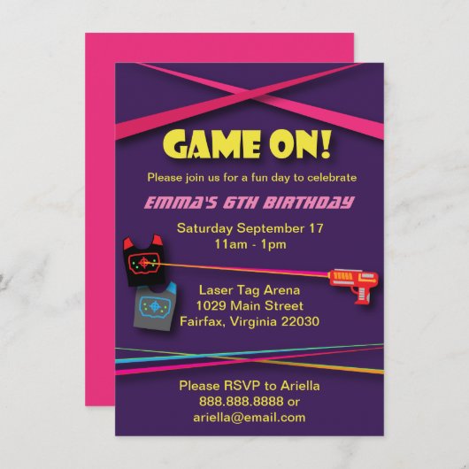 Verjaardagsfeest van het Label van het meisje Kaart (Voorkant / Achterkant)