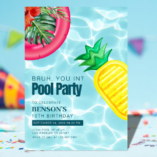 Verjaardagsfeest van het Pool Party Kind Kaart