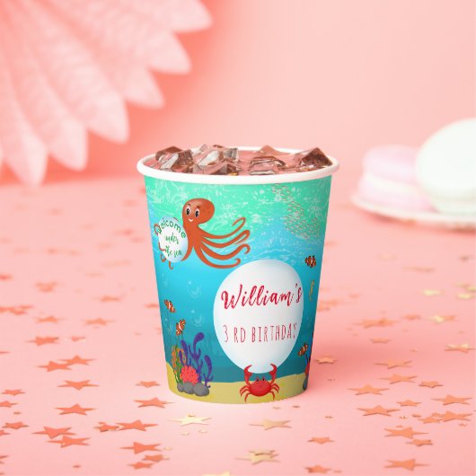 Verjaardagsfeest van het Zee Animals Kind Papieren Bekers (Insitu)