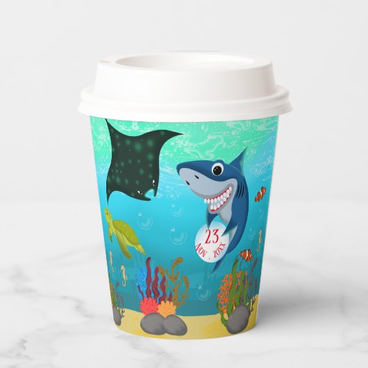 Verjaardagsfeest van het Zee Animals Kind Papieren Bekers (Achterkant)