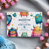 Verjaardagsfeest van Little Monster Waterverf Kind Kaart
