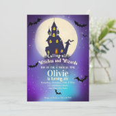 Verjaardagsfeest van Magic Wizardry Castle Kaart (Staand voorkant)