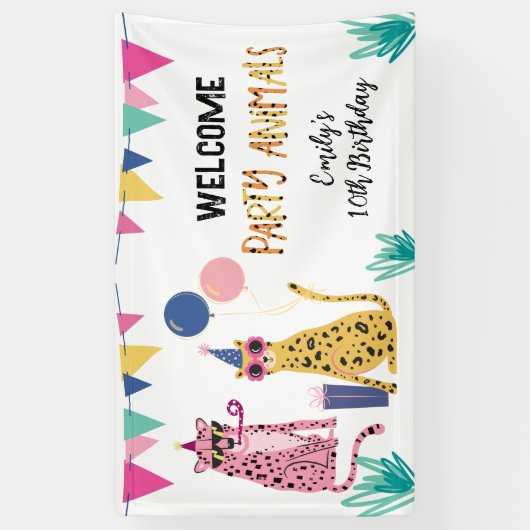 Verjaardagsfeest van Mod Party Animals Kind Spandoek (Verticaal)