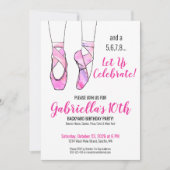 Verjaardagsfeest van Pink Ballet Girl Kaart (Voorkant)