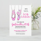 Verjaardagsfeest van Pink Ballet Girl Kaart (Staand voorkant)