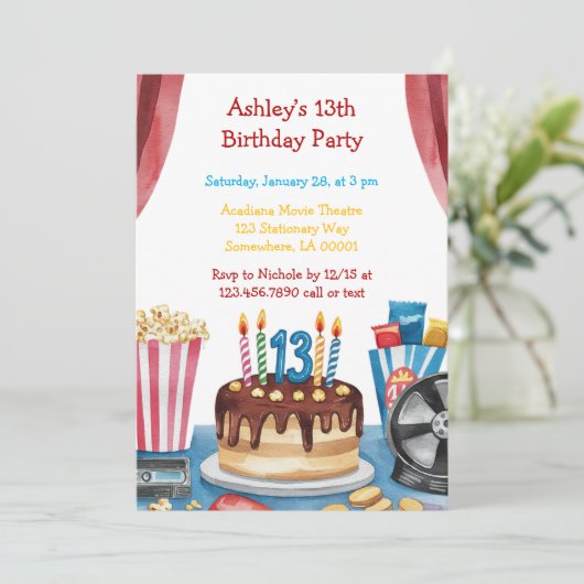 Verjaardagsfeest van Popcorn Kind Kaart (Staand voorkant)