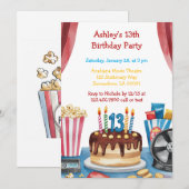 Verjaardagsfeest van Popcorn Kind Kaart (Voorkant / Achterkant)