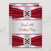 Verjaardagsfeest van Red Diamond Kaart (Voorkant / Achterkant)