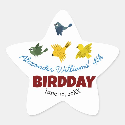 Verjaardagsfeest van Summer Bird Illustration Kind Ster Sticker (Voorkant)