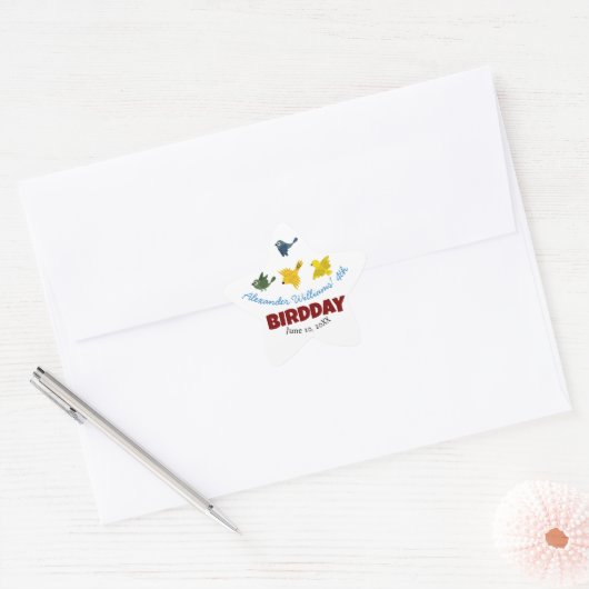 Verjaardagsfeest van Summer Bird Illustration Kind Ster Sticker (Envelop)