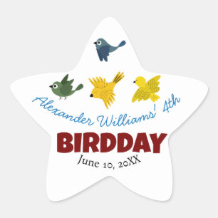 Verjaardagsfeest van Summer Bird Illustration Kind Ster Sticker