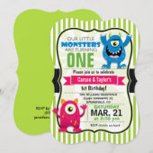 Verjaardagsfeest van Twin Monsters Kaart (Voorkant / Achterkant)