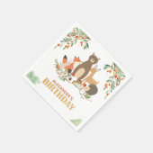 Verjaardagsfeest van Woodland Animals Gold Servet (Hoek)