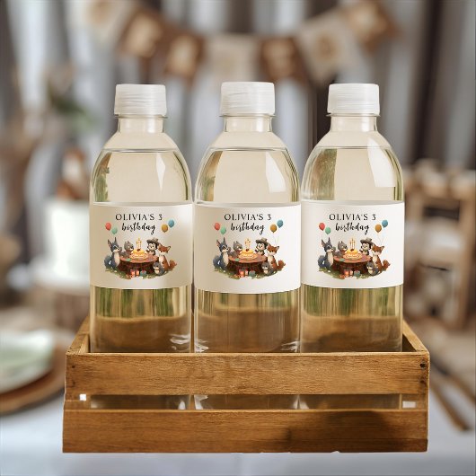 Verjaardagsfeest van Woodland Animals Waterfles Etiket