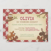 Verjaardagsfeest van Woodland Creatures Kaart (Voorkant / Achterkant)