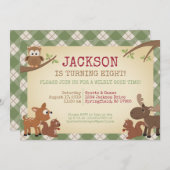 Verjaardagsfeest van Woodland Creatures Kaart (Voorkant / Achterkant)