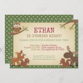 Verjaardagsfeest van Woodland Creatures Kaart (Voorkant / Achterkant)