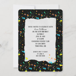 Verjaardagsfeest Verf Spletters Uitnodiging