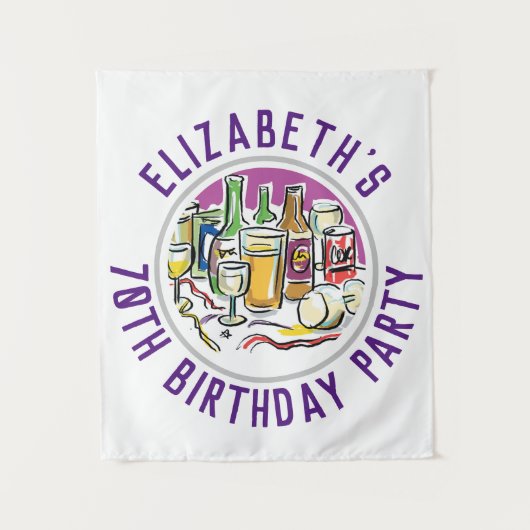 Verjaardagsfeest Verjaardag 70 Jaar Tapijt Wandkleed (Voorkant)