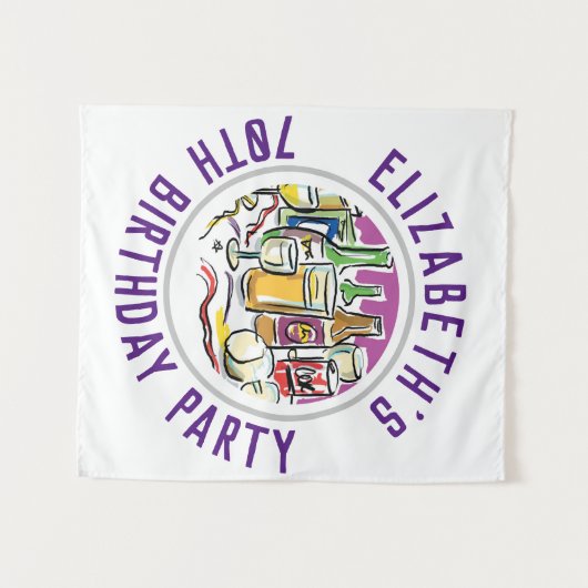 Verjaardagsfeest Verjaardag Tapijt 70 Jaar Wandkleed (Voorkant (horizontaal))