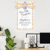 Verjaardagsfeest Verwelkoming met Confetti Poster (Thuiskantoor)