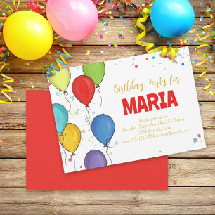 Verjaardagsfeest Viering Ballonnen Leuk Confetti Kaart