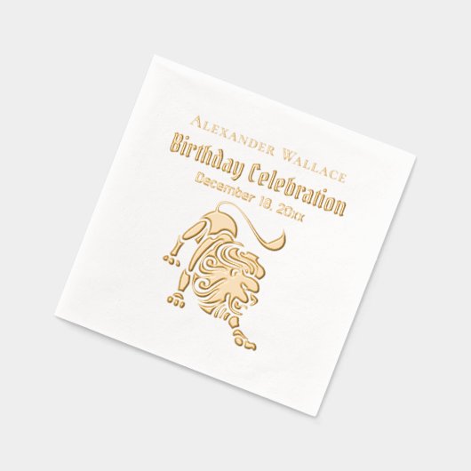 Verjaardagsfeest Viering Naam Datum Stalkende Leeu Folie Servetten (Links)