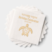 Verjaardagsfeest viering naam datum zeeschildpad # folie servetten (Insitu (Gestapeld))
