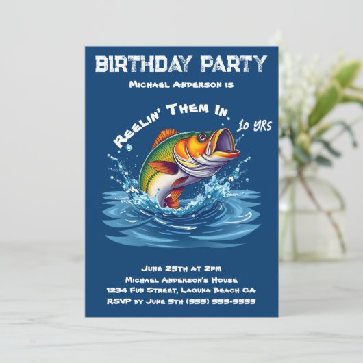 verjaardagsfeest-vis kaart (Staand voorkant)