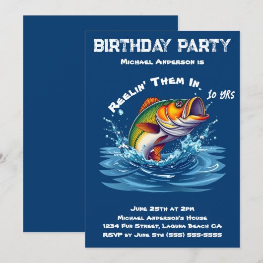 verjaardagsfeest-vis kaart (Voorkant / Achterkant)