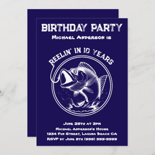 verjaardagsfeest-vis kaart (Voorkant / Achterkant)