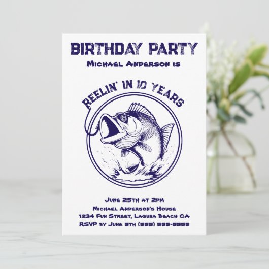 verjaardagsfeest-vis kaart (Staand voorkant)