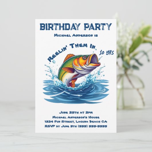 verjaardagsfeest-vis kaart (Staand voorkant)