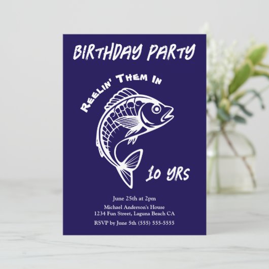 verjaardagsfeest-vis kaart (Staand voorkant)