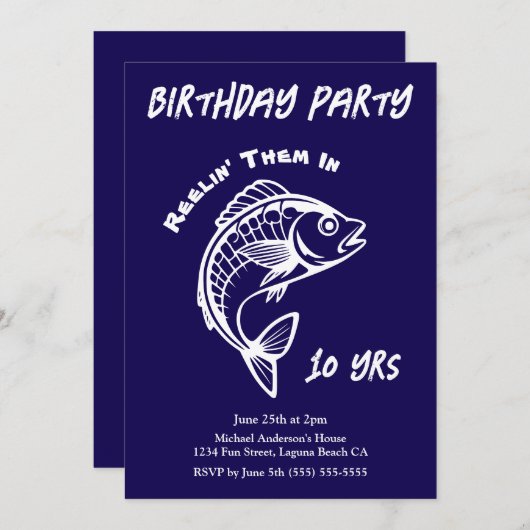 verjaardagsfeest-vis kaart (Voorkant / Achterkant)