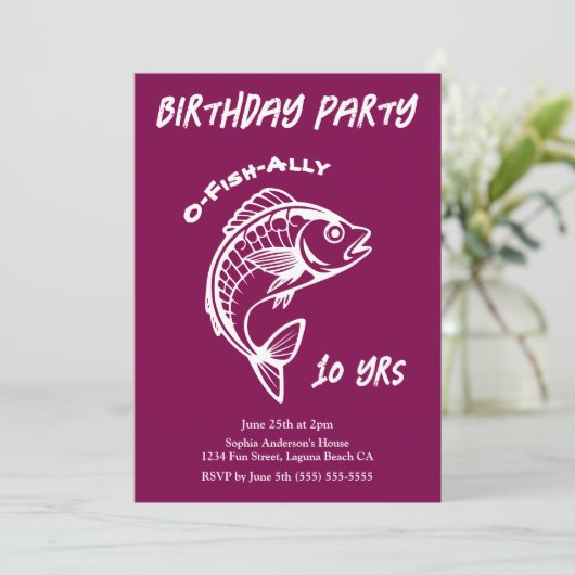 verjaardagsfeest-vis kaart (Staand voorkant)