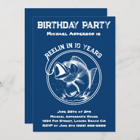 verjaardagsfeest-vis kaart (Voorkant / Achterkant)