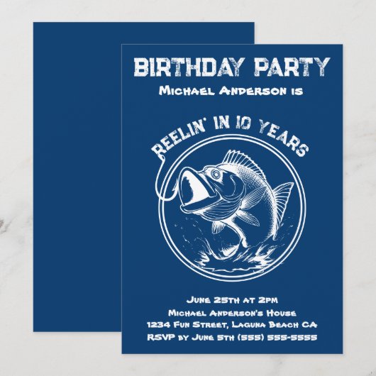 verjaardagsfeest-vis kaart (Voorkant / Achterkant)