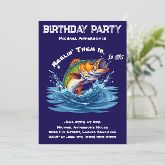 verjaardagsfeest-vis kaart (Staand voorkant)