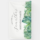 Verjaardagsfeest vlaggen tropisch luau spandoek (Verticaal)